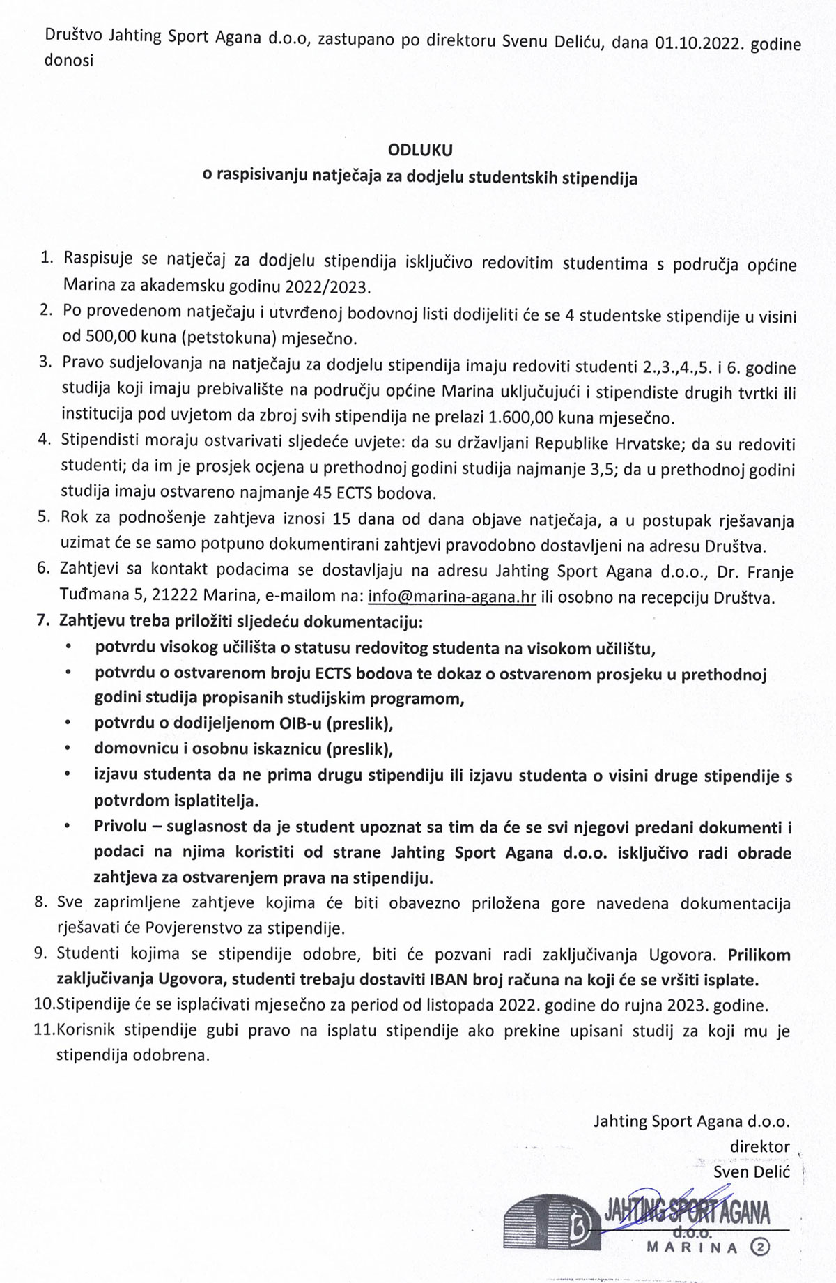 agana stipendija
